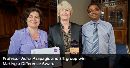 Professor Adisa Azapagic and SIS group win Making a Difference Award 